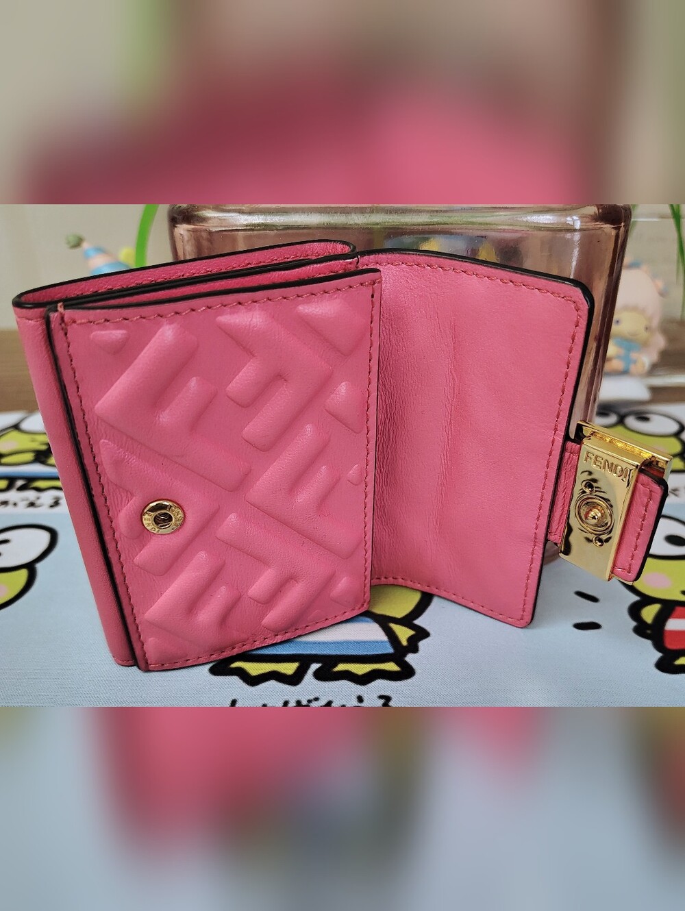 EUC Fendi Quilted Compact Wallet - Pink Leather Trifold w/GHW - Picture 8 of 13